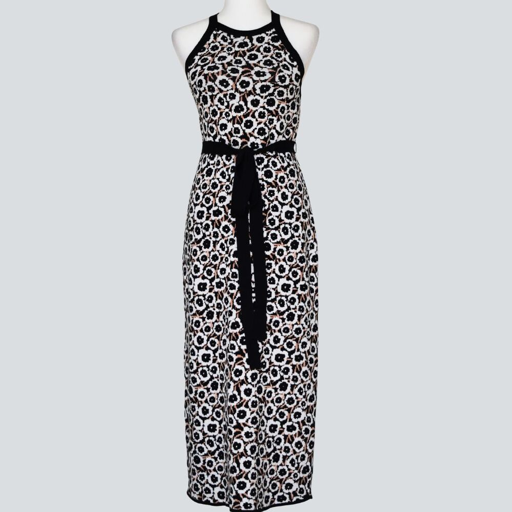 DIANE von FURSTENBERG Women's Tie-Neck Poppy Sweater Knit Halter Dress Size M